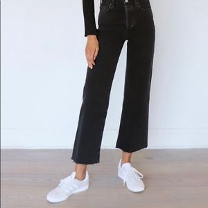 The Denim Forum Farrah wide leg black jeans